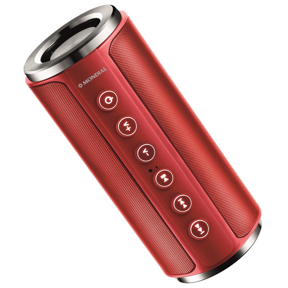 Caixa de Som Portátil Mondial Vibe One Speaker SK-03 com Bluetooth, Entrada USB e Micro SD Vermelha 20W