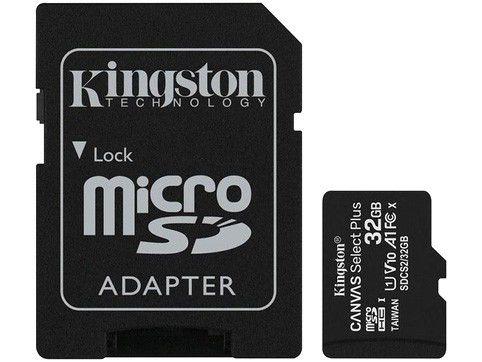 Cartão de Memória 32GB Micro SD Kingston 10 com Adaptador SD Canvas Select Plus SDCS2