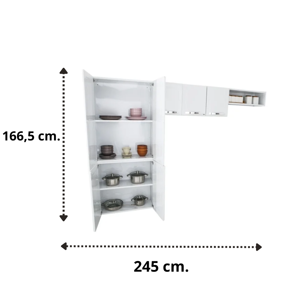 Cozinha Compacta Itatiaia Rose  7 Portas Aço Branca