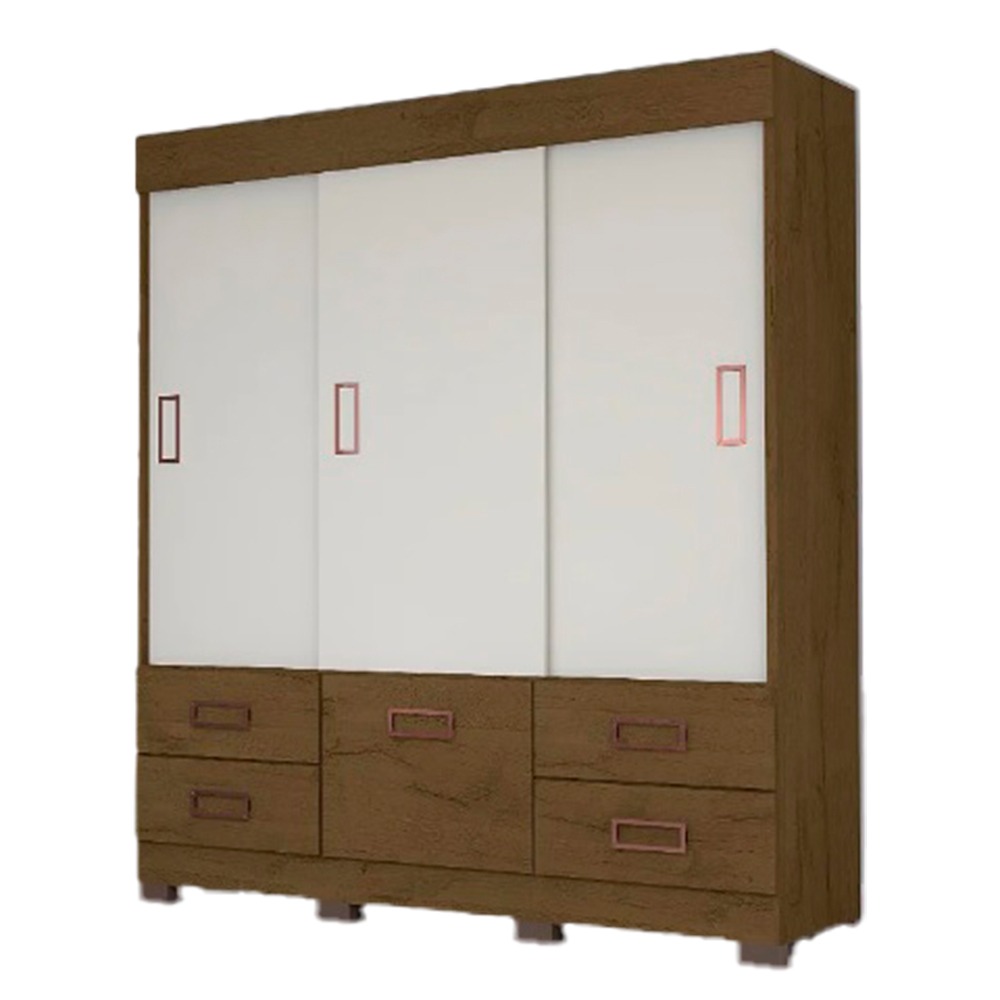 Guarda-Roupa Josan Audace com 3 Portas e 4 Gavetas Camel/Off White