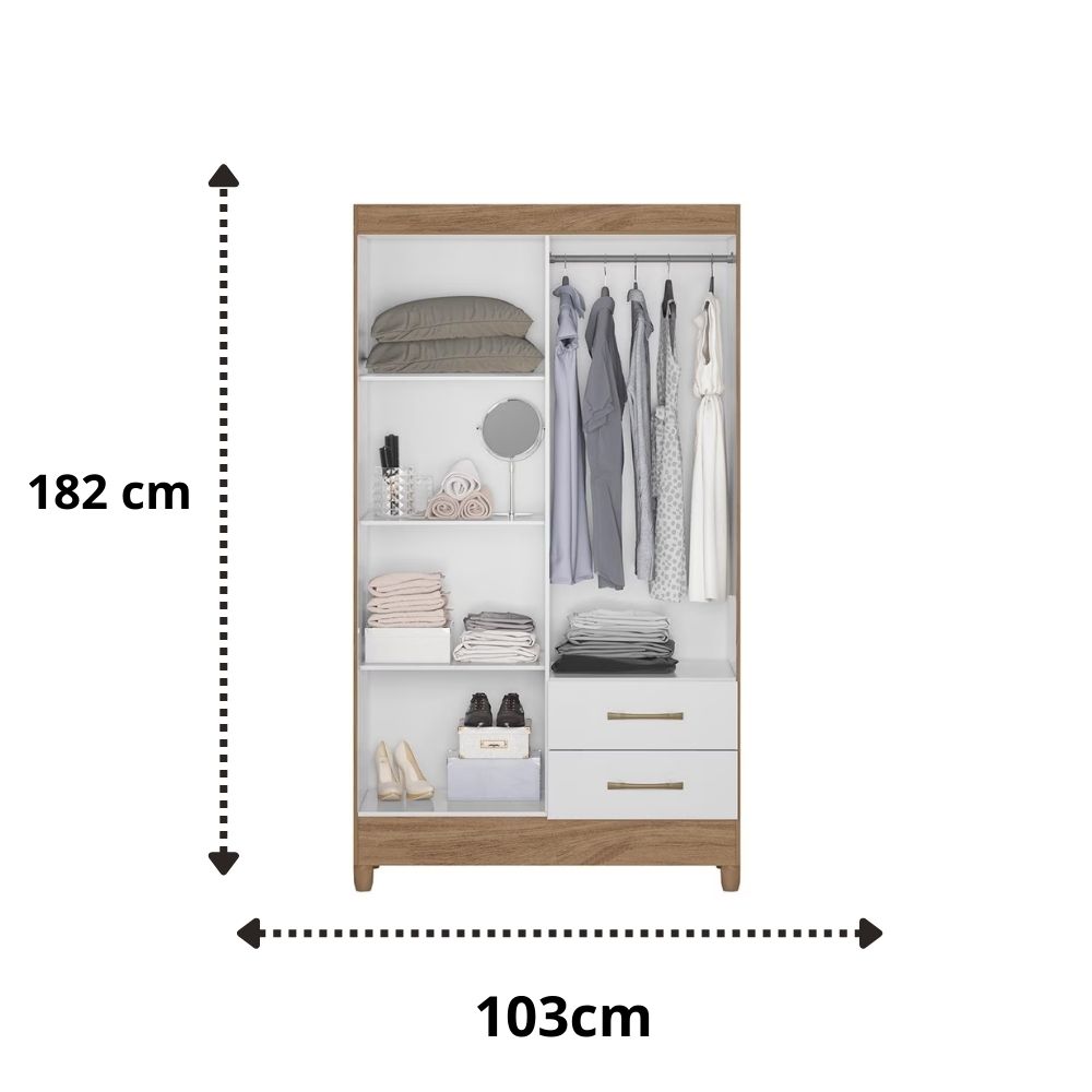 Guarda-Roupa Moval Chile com 4 Portas e 2 Gavetas Branco