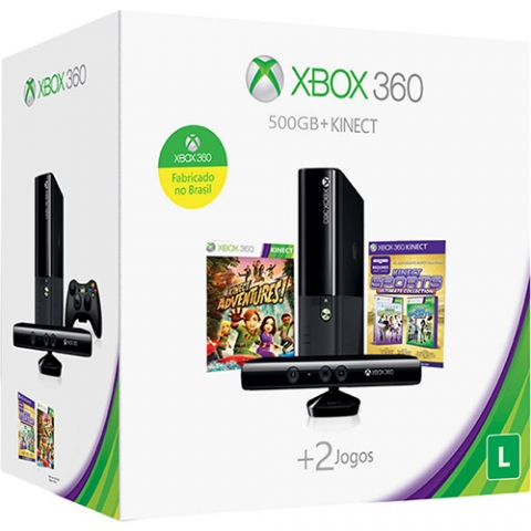 Console Xbox 360 4GB + Kinect Sensor + Game Kinect Adventures + Controle  sem fio - Loja Padrão