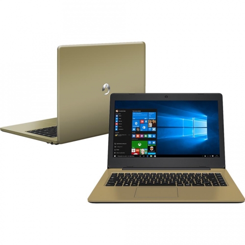 Notebook Positivo Stilo XC3552 Intel Atom 2GB 32GB SSD Tela LCD 14 Windows 10 Dourado