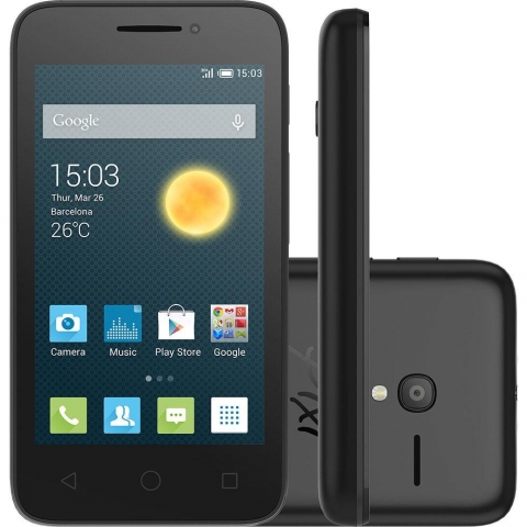 Smartphone Alcatel Pixi 3 Desbloqueado Android 4.4 Tela 4.5 4GB Wi-Fi Câmera de 8MP Preto