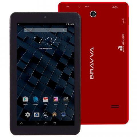 Tablet Bravva BV-Quad Tela 7, 8GB, Wi-Fi, Câmera 2MP Vermelho