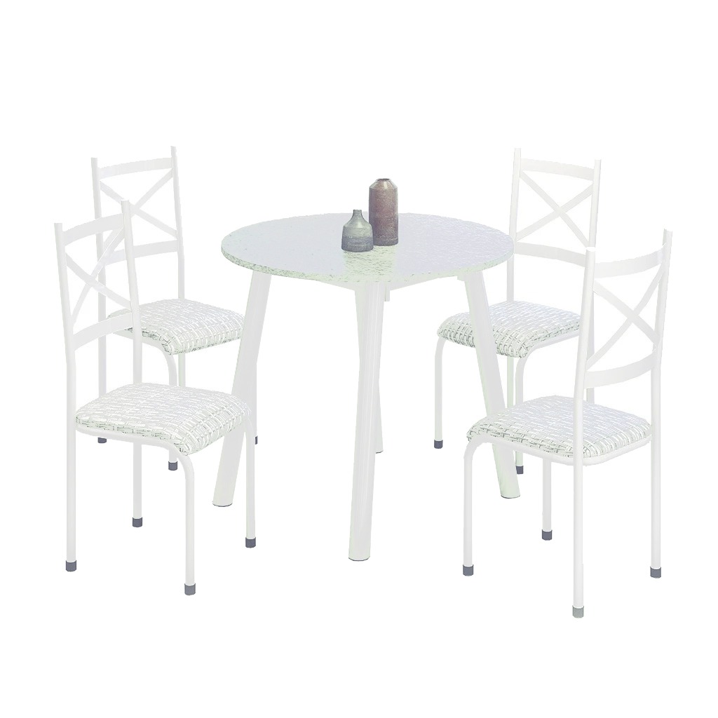 Mesa Cris Mila Tampo Retangular de Granito 4 Cadeiras Branco