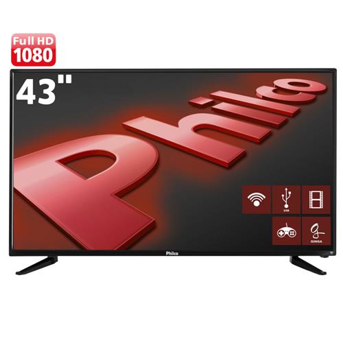 Smart TV LED 43 Full HD Philco PH43N91DSGWA com Wi-Fi, ApToide, Som Surround, MidiaCast, Entradas HDMI e USB