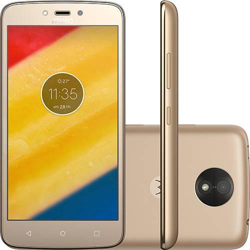 Smartphone Motorola Moto C Plus Dual Chip Android 7.0 Nougat Tela 5 Quad-Core 1.3GHz 8GB 4G Câmera 8MP - Ouro