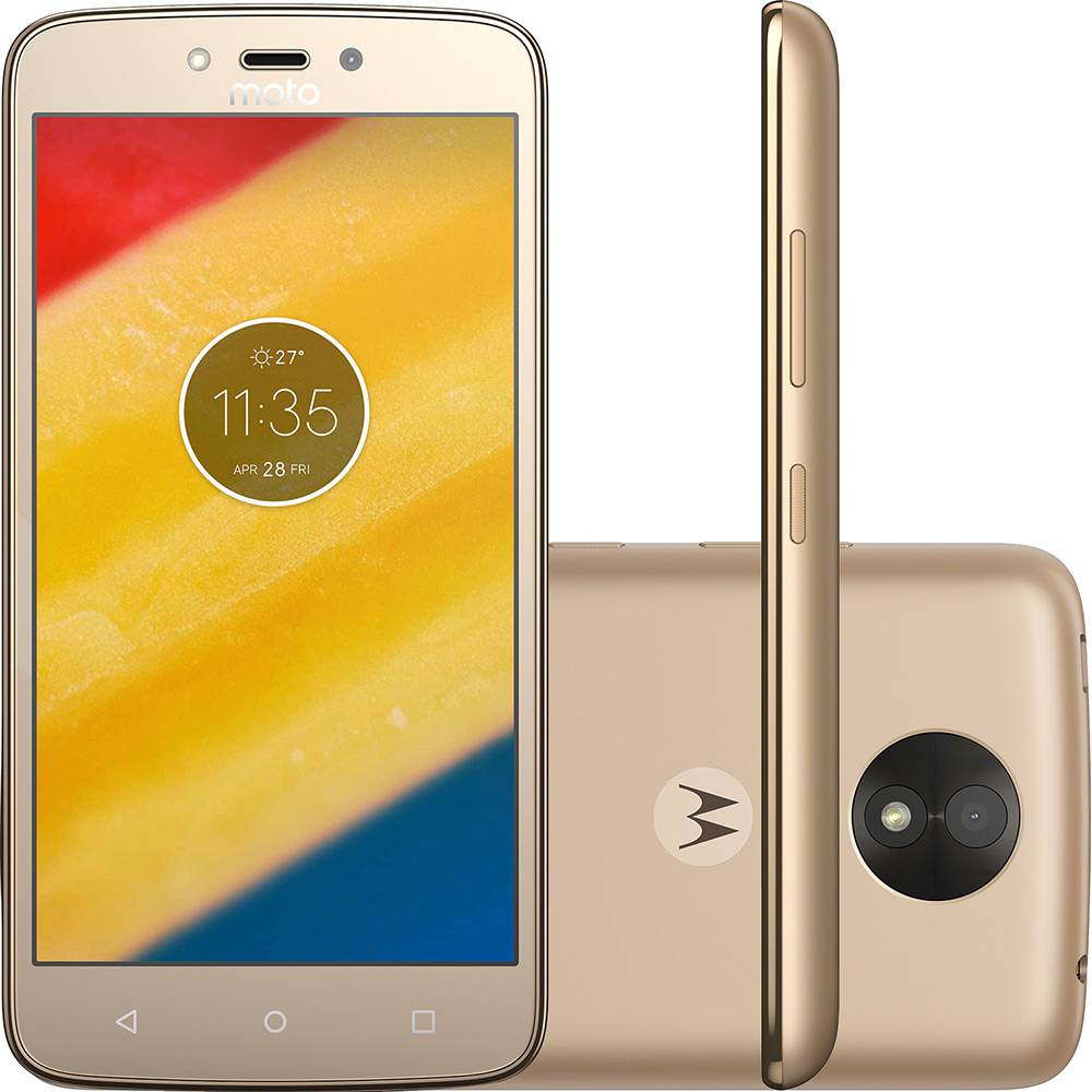 Smartphone Motorola Moto C Plus Dual Chip Android 7.0 Tela 5 Quad-Core 16GB 4G Wi-Fi Câmera 8MP Dourado