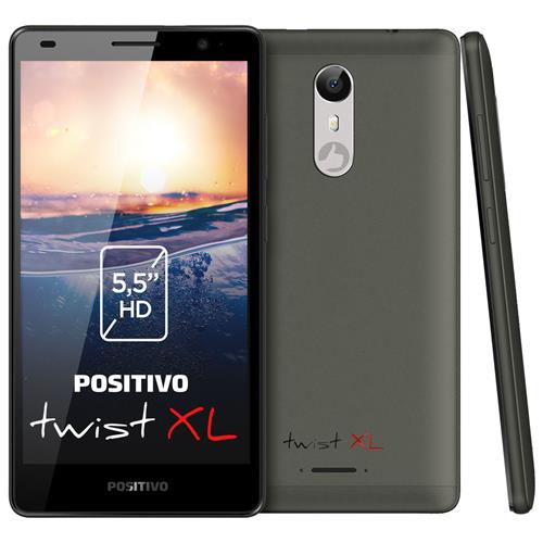 Smartphone Positivo Twist XL S555 Cinza com Dual Chip, Tela 5,5, Android 7.0, Câmera 8MP, 3G, Wi-Fi, Bluetooth e Processador Quad-Core de 1.3 Ghz