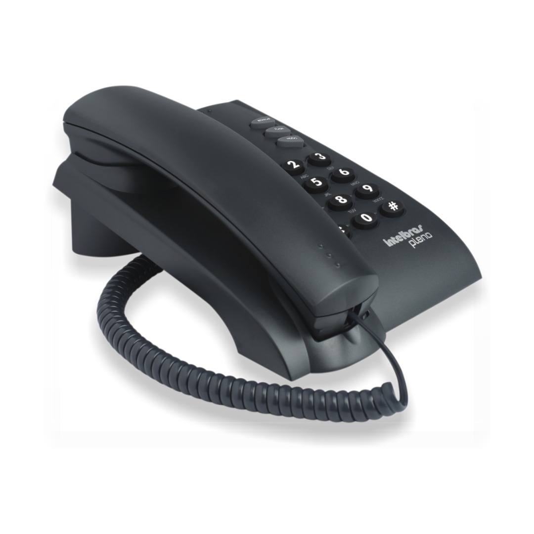 Telefone com Fio Pleno Preto - Com Chave, Função Flash, 2 Tipos de Toque, 3 Volumes - Intelbras